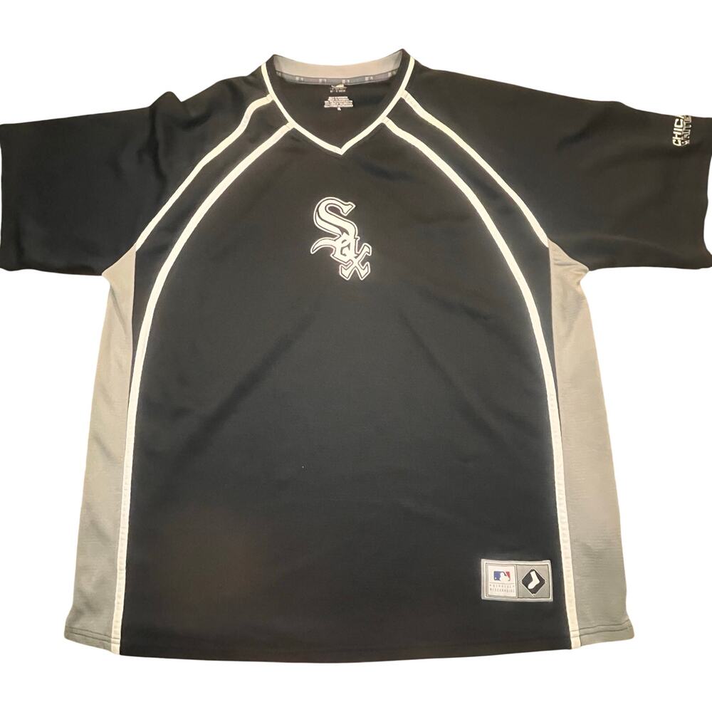 Chicago White Sox MLB XL V-Neck Jersey Style Shirt Black Gray Genuine Apparel